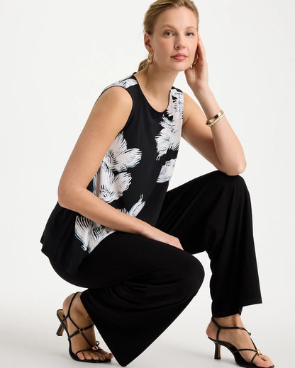 Chico's Value - Travelers™ Knit Abstract Floral Swing Tank Black