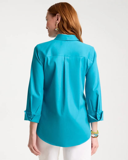 Chico's Recommended - No Iron™ Stretch Shirt Lagoon Blue