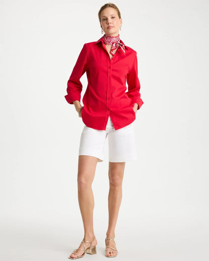 Chico's New - Emme Fly Front Sateen Shorts Alabaster