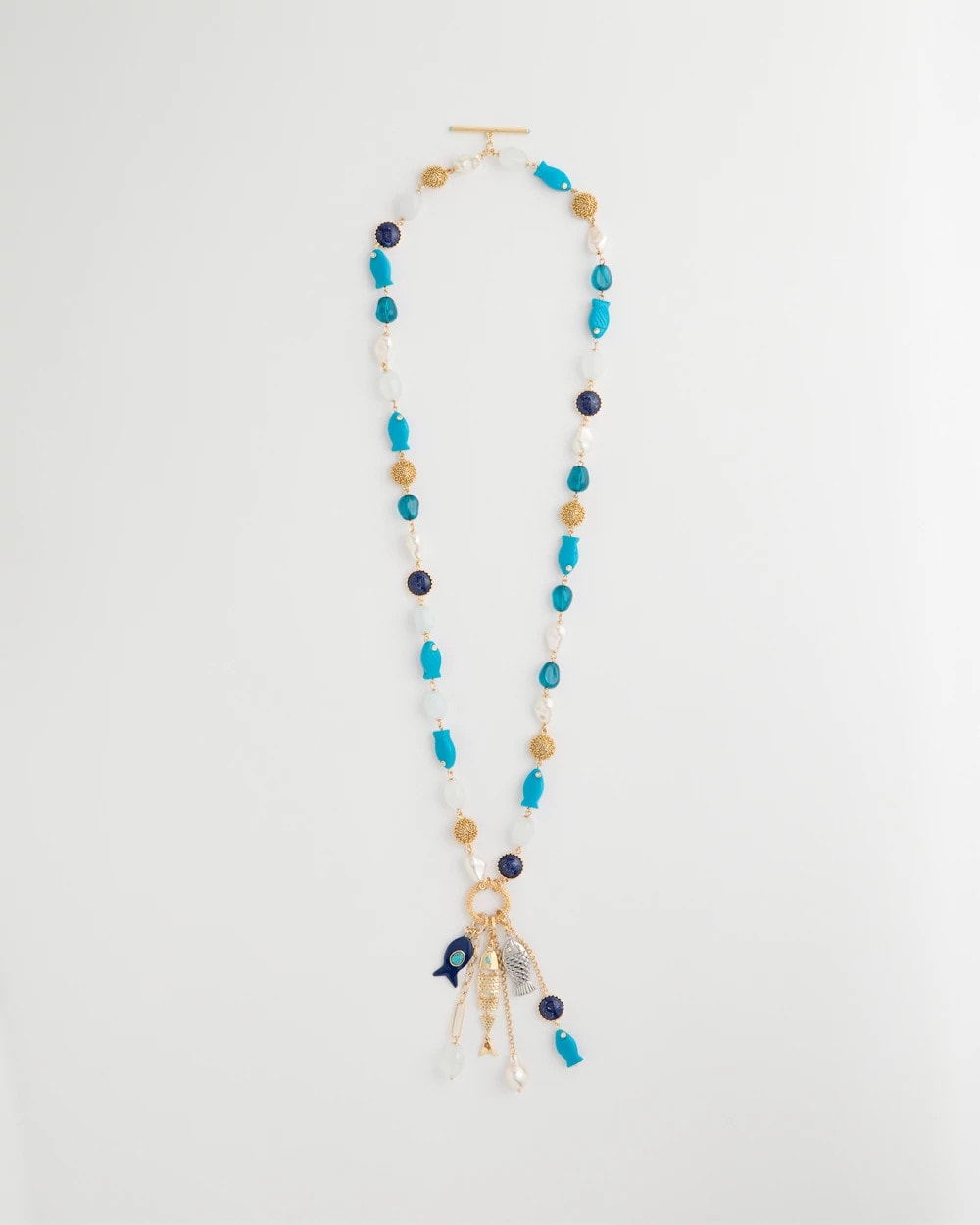 Chico's Special Offer - Convertible Turquoise Fish Charm Necklace Blue Multi
