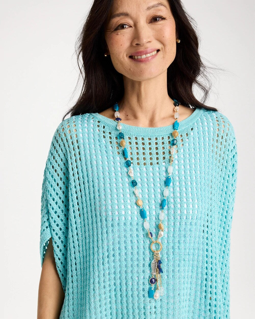 Chico's Special Offer - Convertible Turquoise Fish Charm Necklace Blue Multi