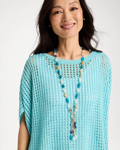 Chico's Special Offer - Convertible Turquoise Fish Charm Necklace Blue Multi