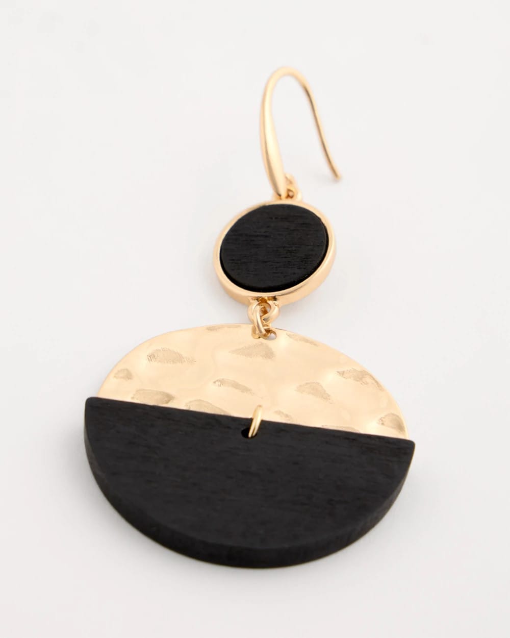 Chico's Trending - Wood Rounded Drop Earrings Black/Gold