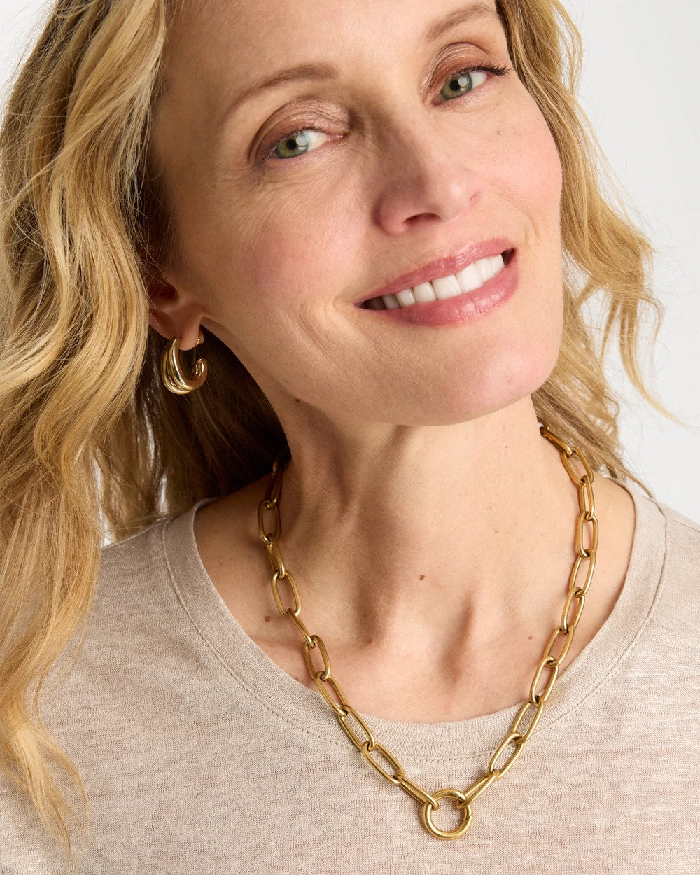 Chico's Discount - Golden Charm Link Necklace Gold