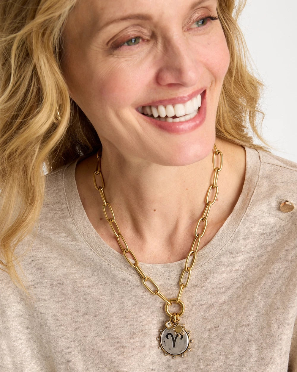 Chico's Discount - Golden Charm Link Necklace Gold