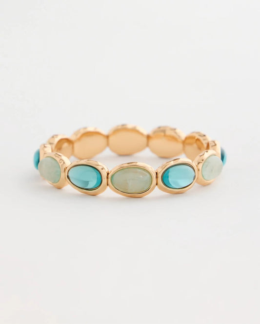 Chico's Trending - Quartz Stone Large Stretch Bracelet Light Blue