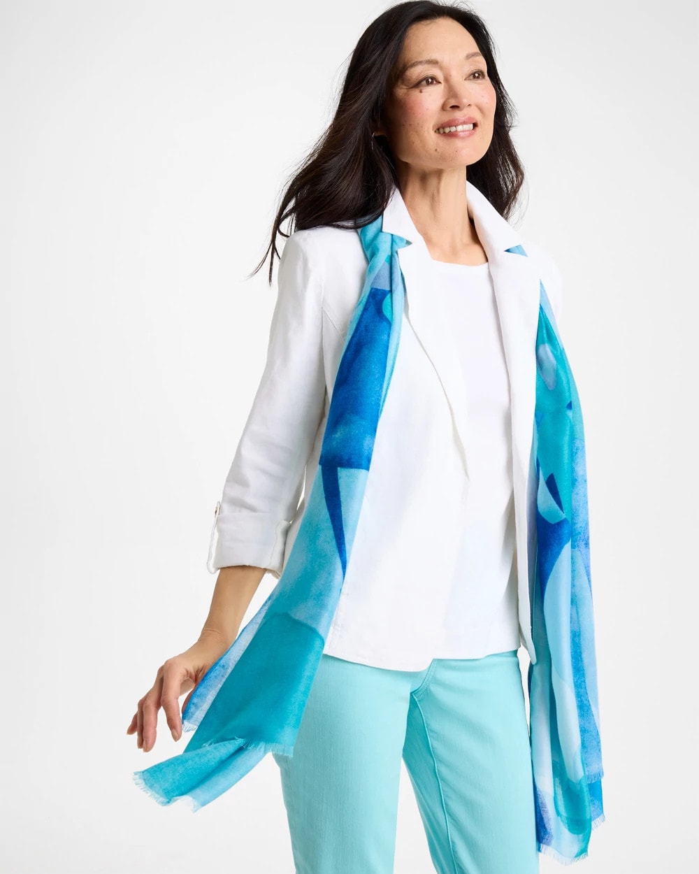 Chico's Everyday - Sea Spray Oblong Scarf Blue