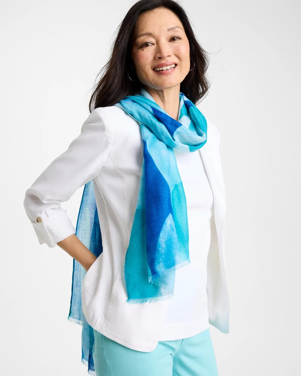 Chico's Everyday - Sea Spray Oblong Scarf Blue