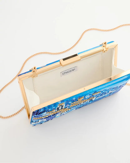 Chico's Exclusive - Embellished Scenic Clutch Blue