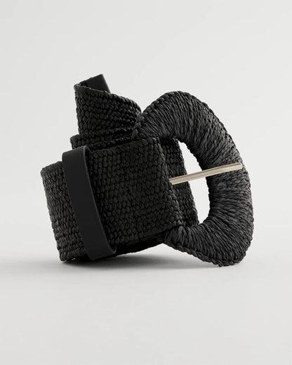 Chico's Exclusive - Raffia Wrapped Stretch Belt Black