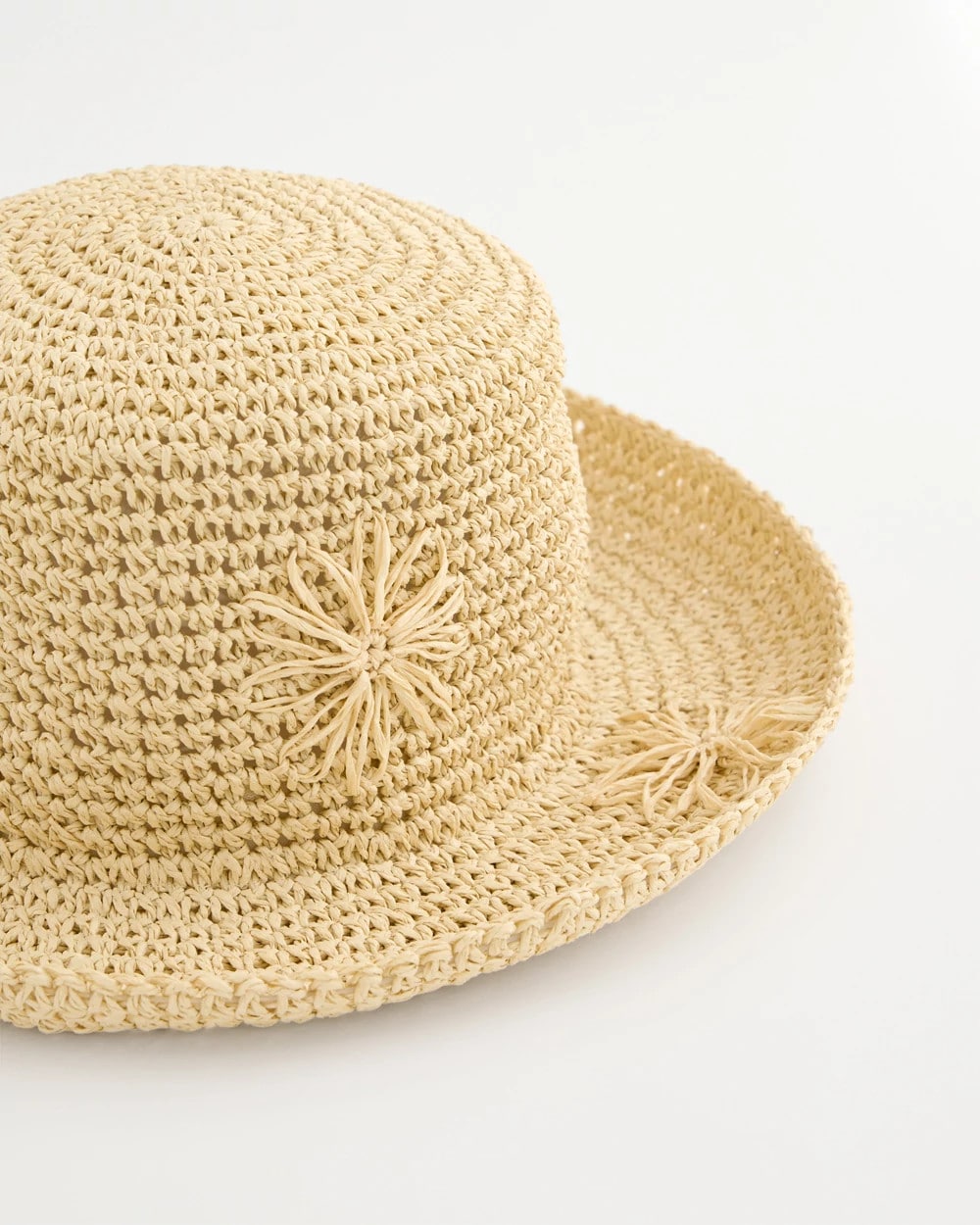 Chico's Premium - Straw Embroidered Beach Hat Natural