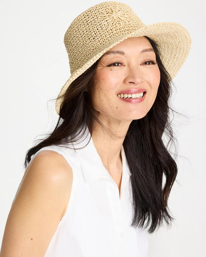 Chico's Premium - Straw Embroidered Beach Hat Natural