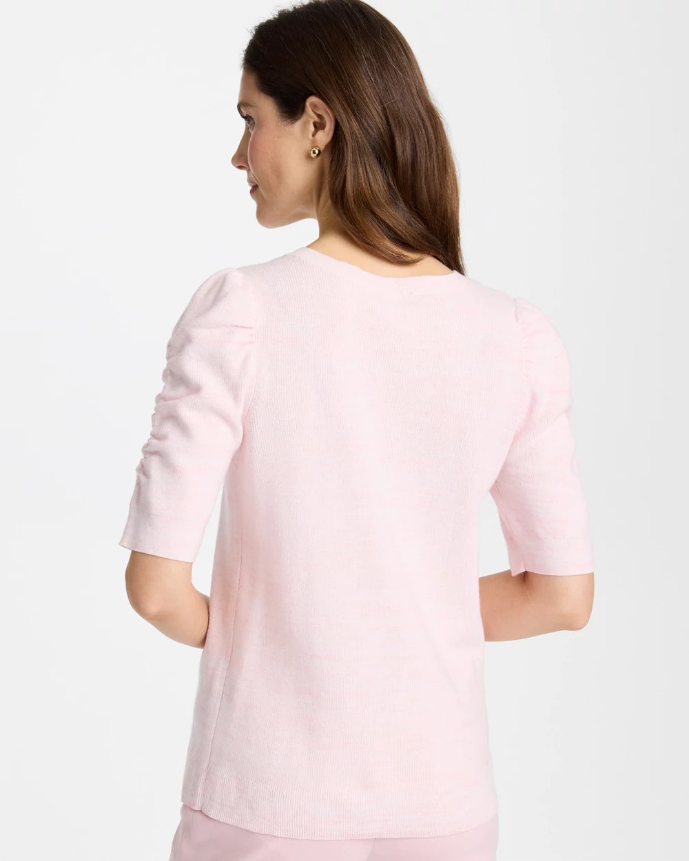 Chico's Quality - Space Dyed Ruched V-Neck Pullover Sweater Sweet Blossom