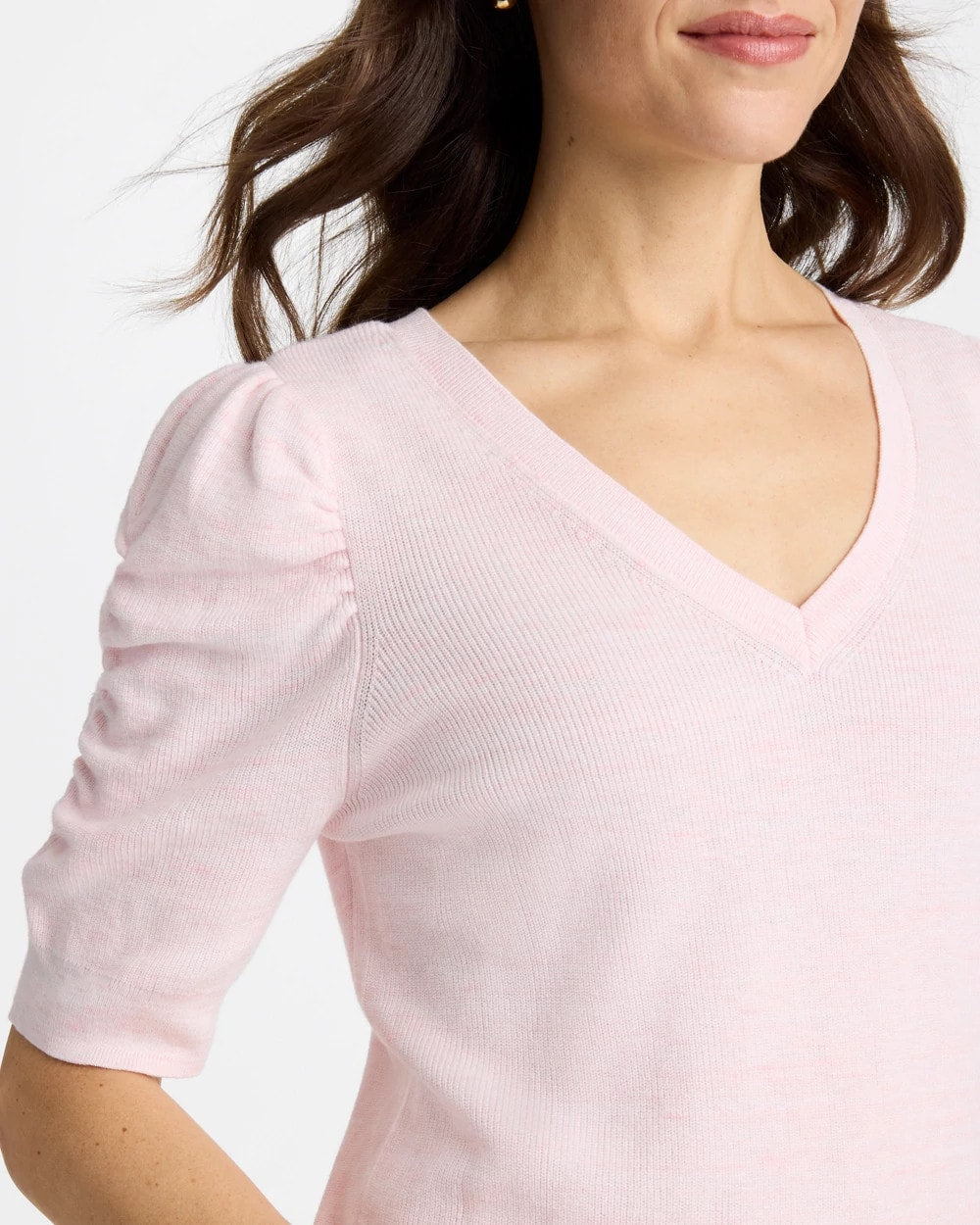 Chico's Quality - Space Dyed Ruched V-Neck Pullover Sweater Sweet Blossom