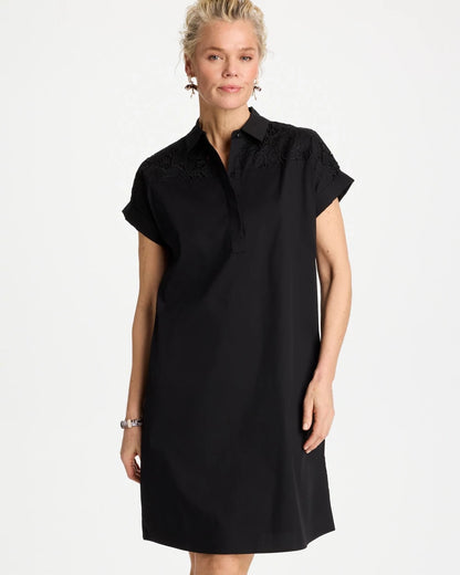Chico's Exclusive - Popover Embroidered Poplin Dress Black