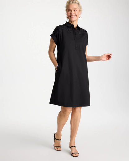 Chico's Exclusive - Popover Embroidered Poplin Dress Black