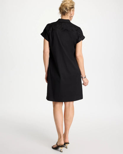 Chico's Exclusive - Popover Embroidered Poplin Dress Black