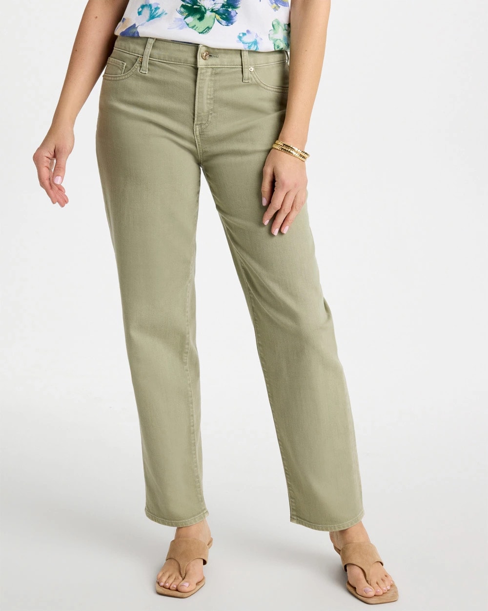 Chico's Best Seller - Boyfriend Relaxed Crop Jeans Seagrass Green