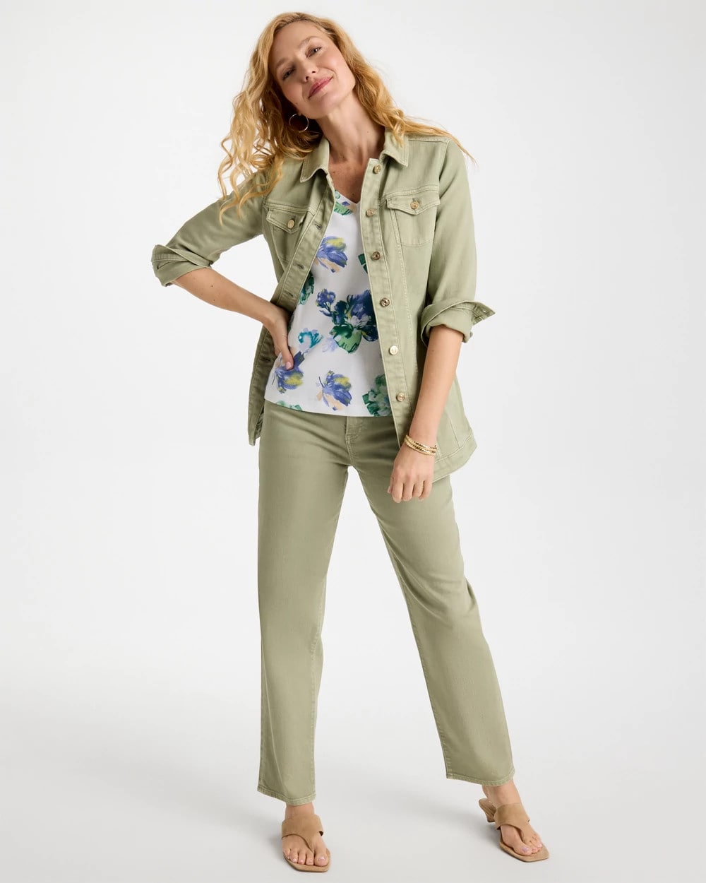 Chico's Best Seller - Boyfriend Relaxed Crop Jeans Seagrass Green