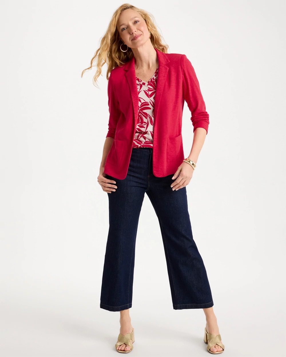 Chico's Recommended - Slub Knit Blazer Cherry Lush