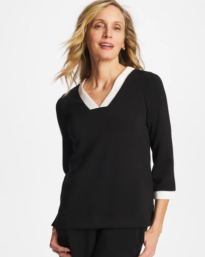 Chico's Latest - Zenergy® Soft Caviar Bead Contrast Top Black