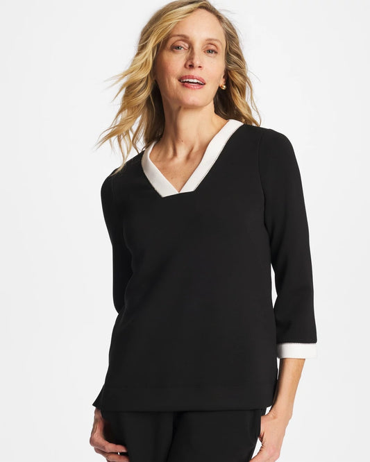 Chico's Latest - Zenergy® Soft Caviar Bead Contrast Top Black