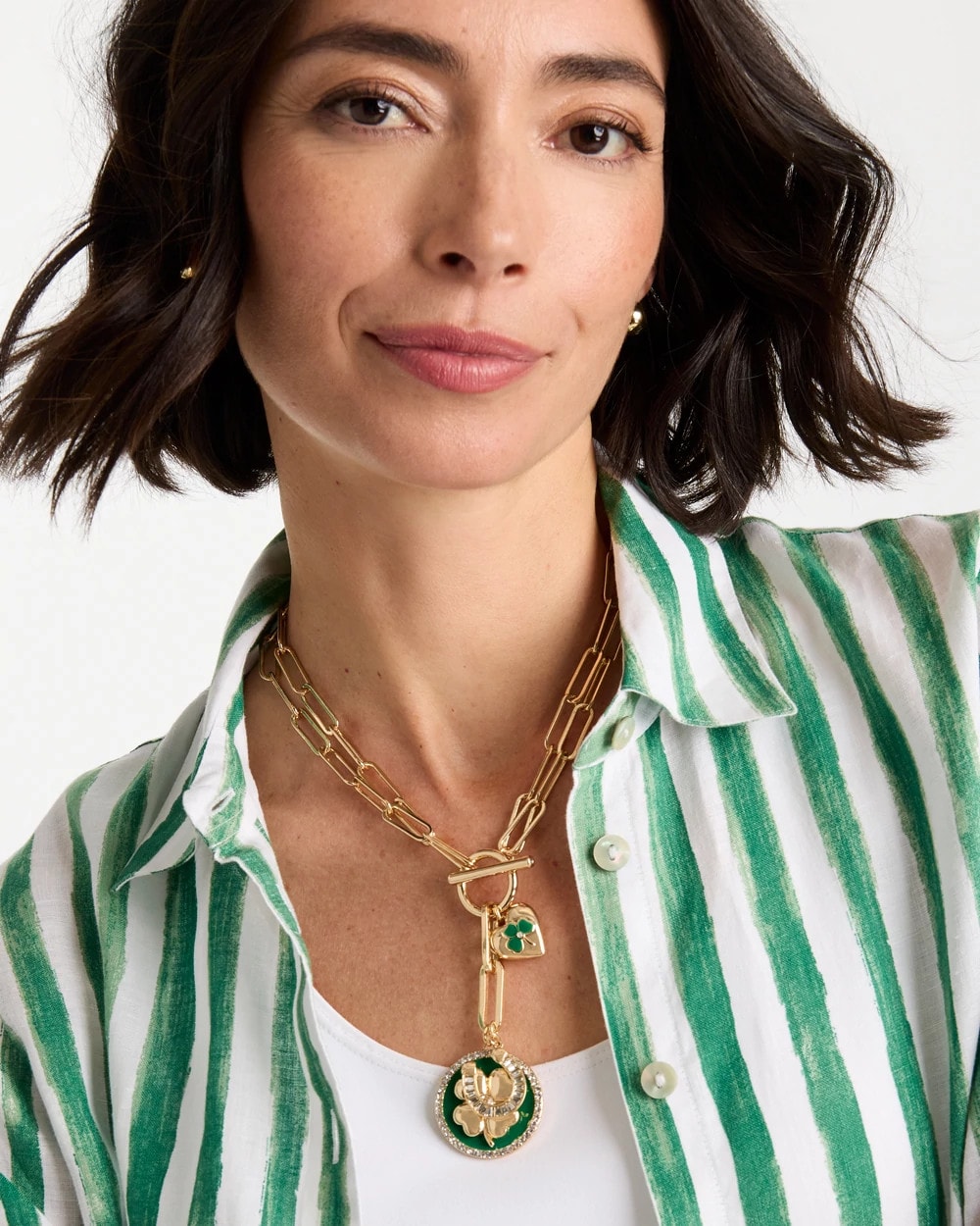 Chico's Premium - Lucky Charm Twice As Nice Necklace Green