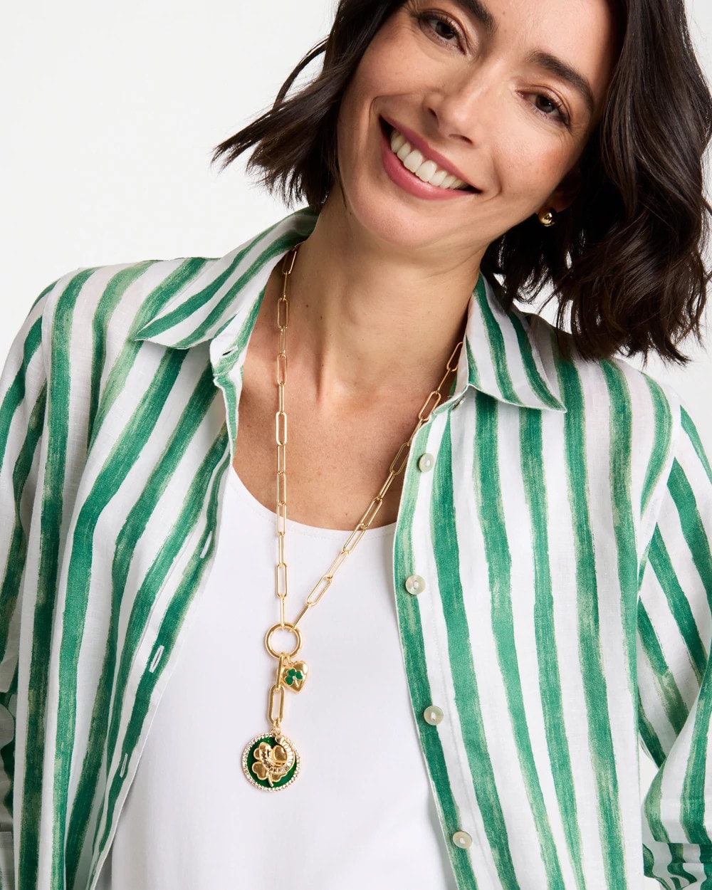 Chico's Premium - Lucky Charm Twice As Nice Necklace Green