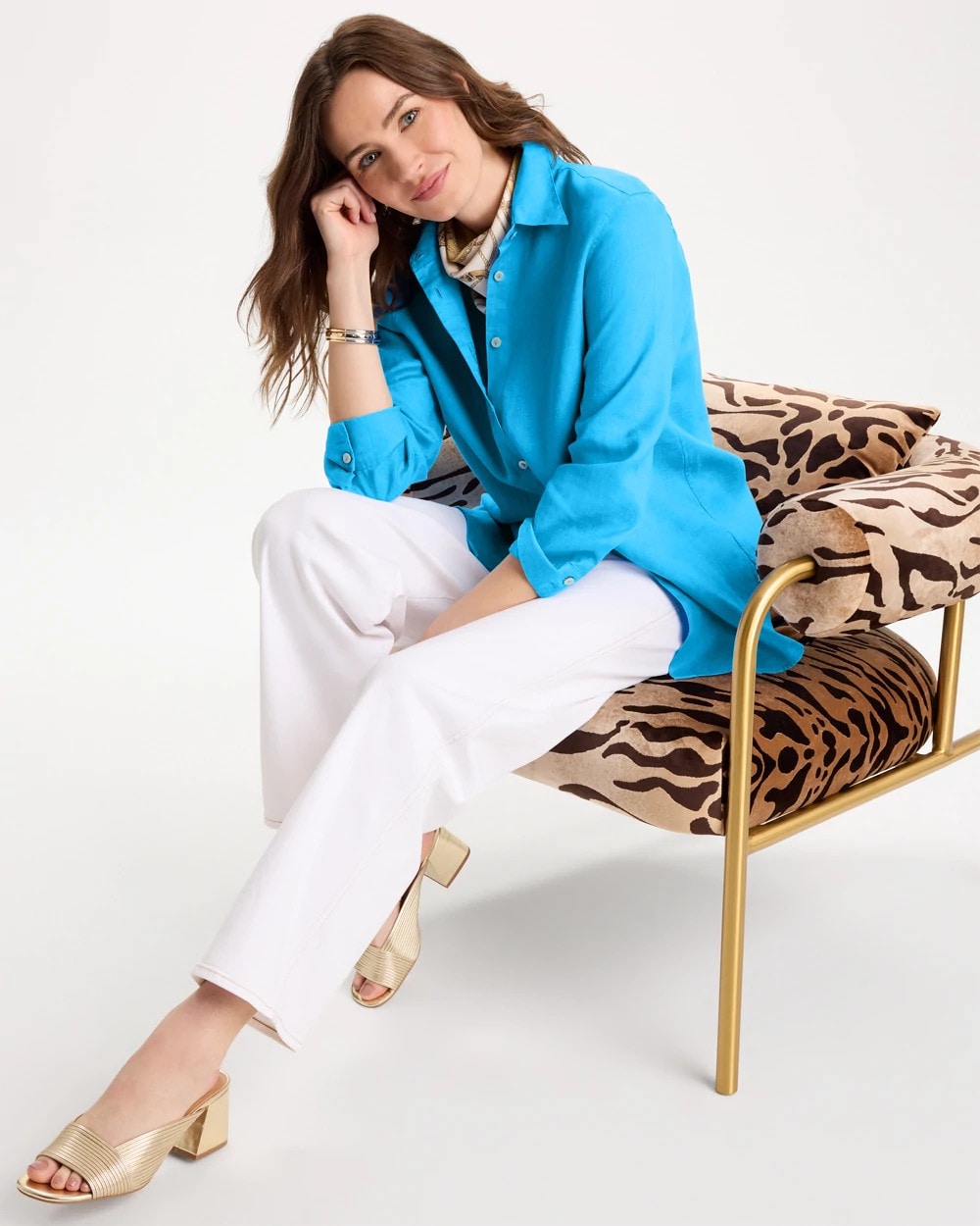 Chico's Special Offer - No Iron™ Linen Shirt Blue Tide