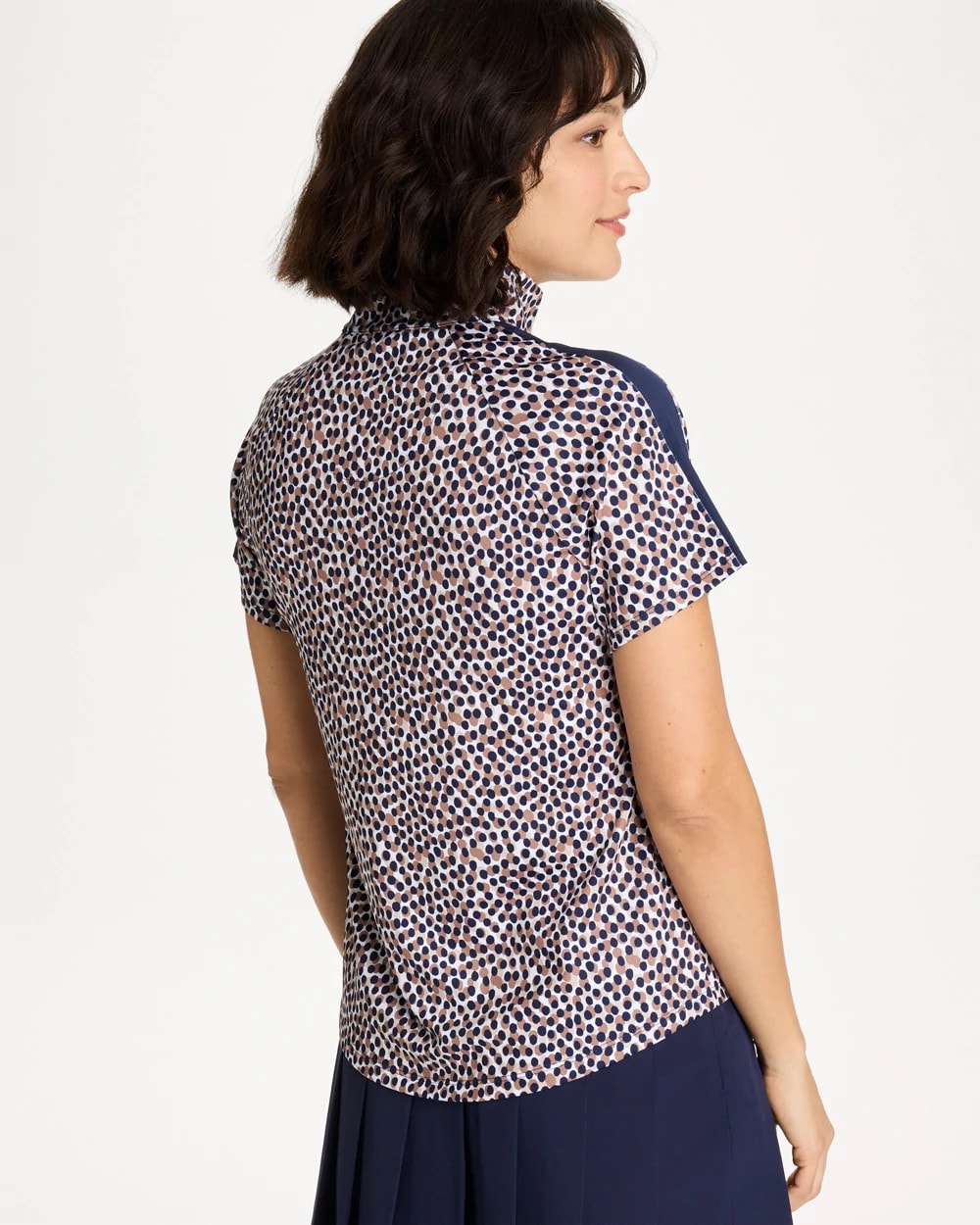 Chico's New - Zenergy® UPF Contrast Dot Half Zip Polo Passport Blue