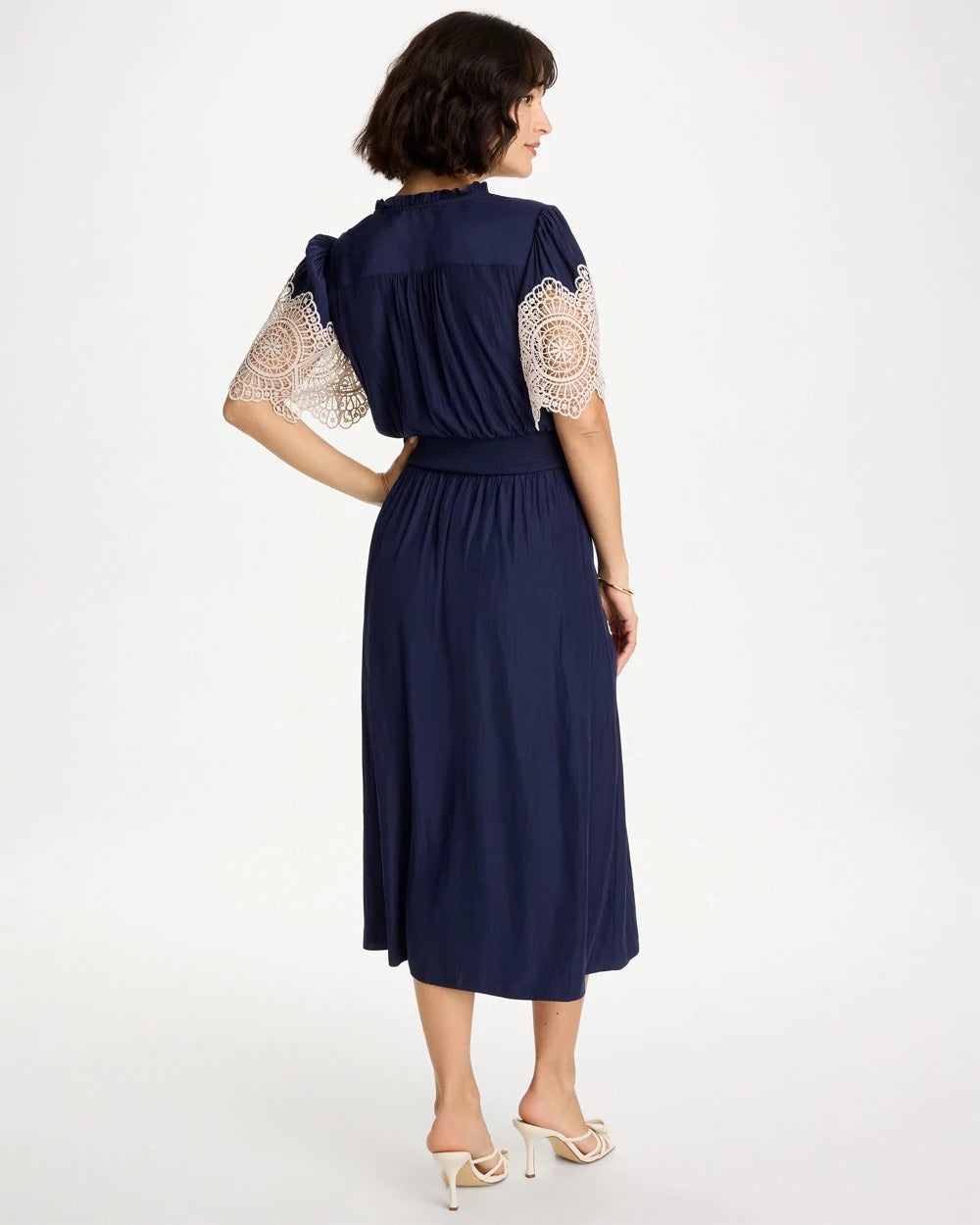 Chico's Classic - Sea Island Crinkled Midi Dress Passport Blue