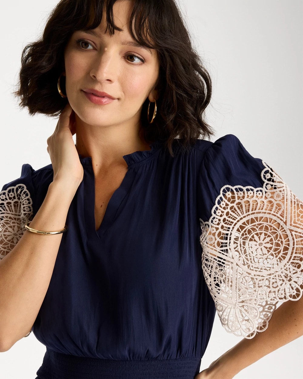 Chico's Classic - Sea Island Crinkled Midi Dress Passport Blue