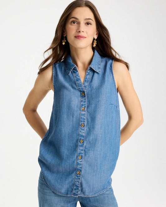 Chico's Deals - Tencel Denim Sleeveless Shirt Burano Indigo