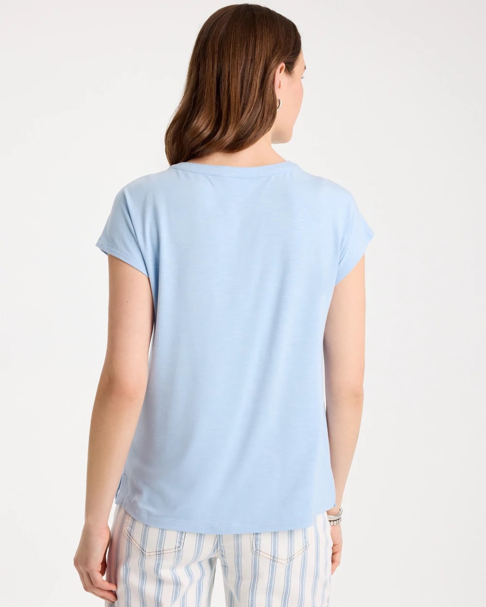 Chico's Popular - Refined Button Tee Blue Haven