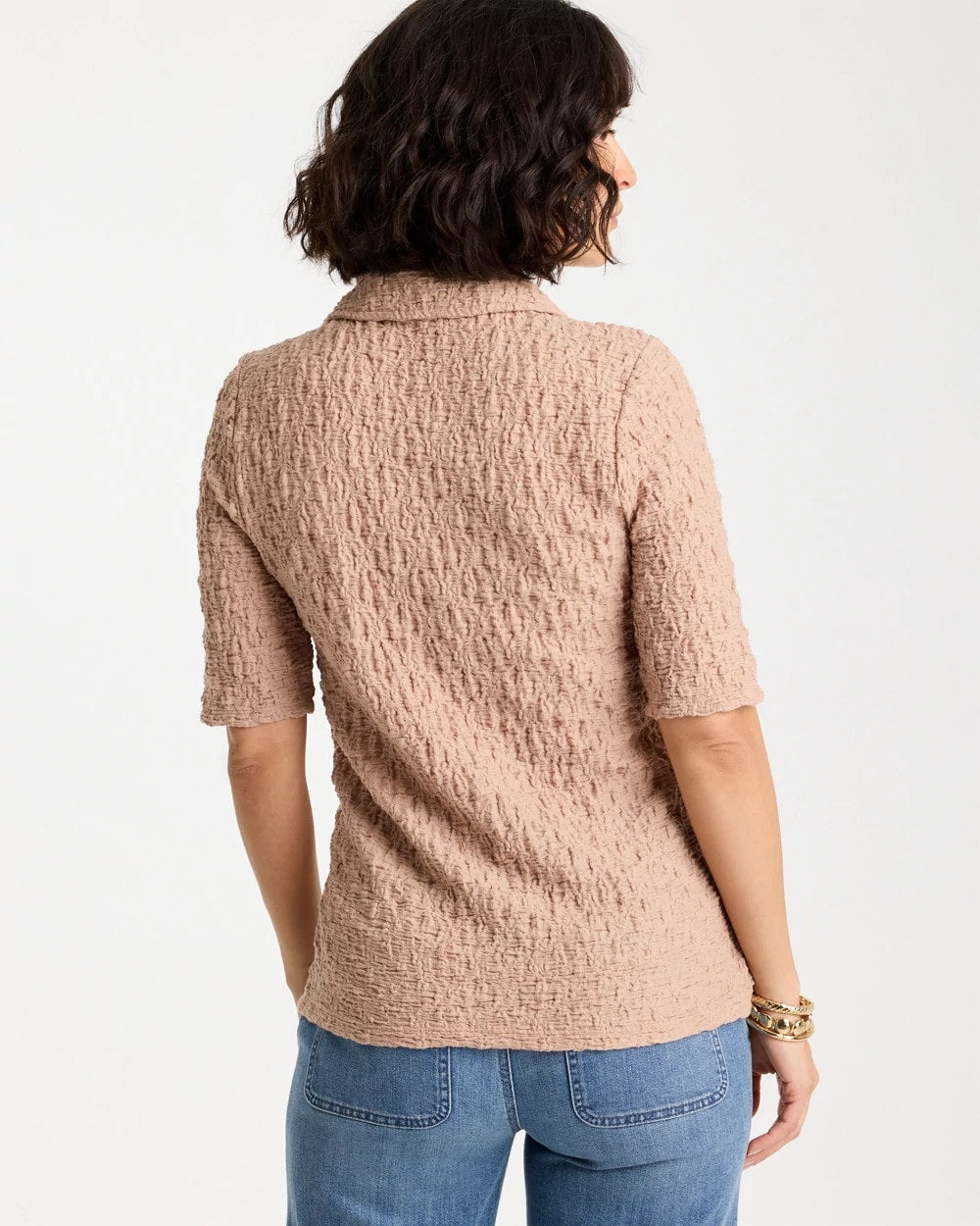 Chico's Best Price - Textured Camp Tee Mocha Mousse