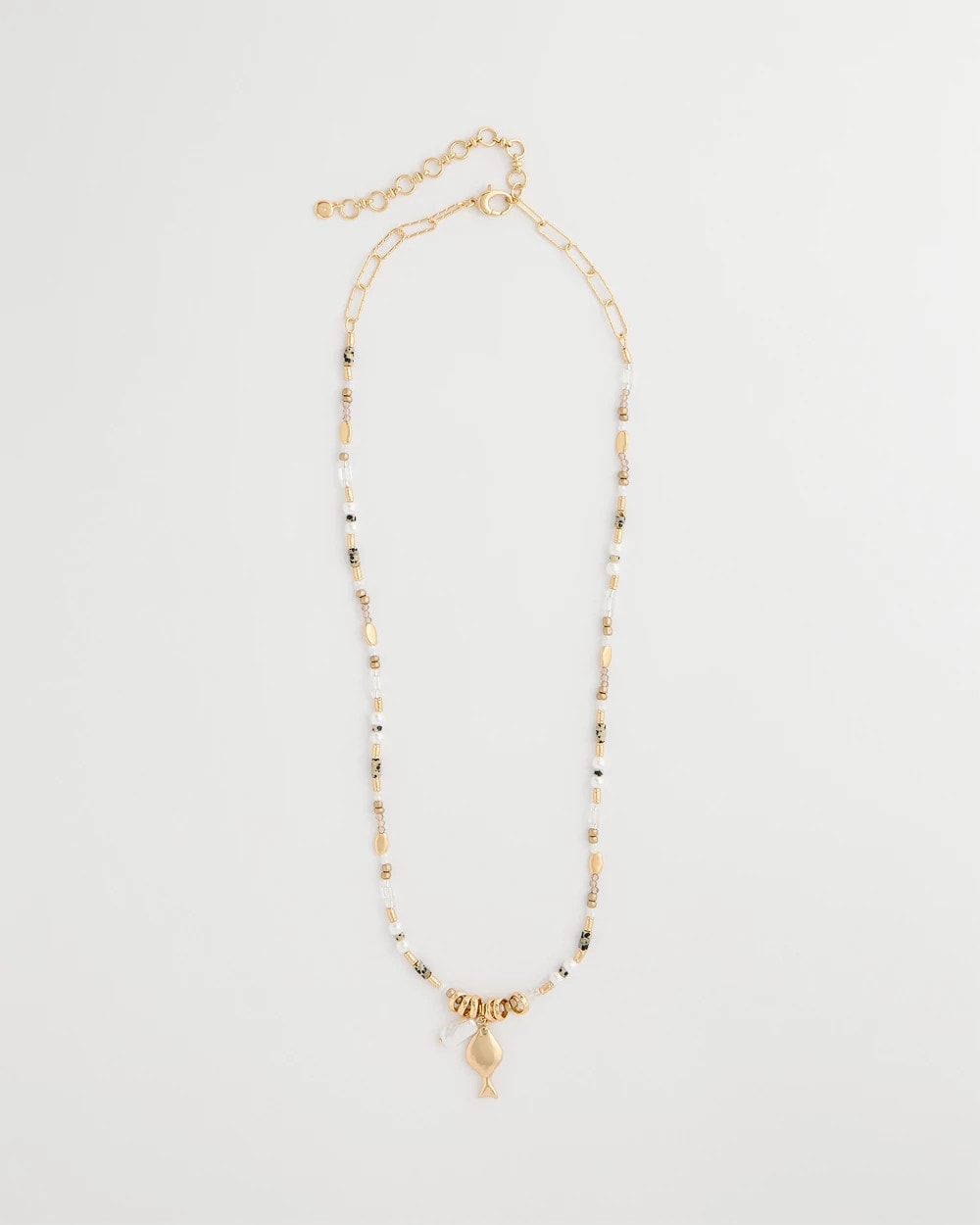 Chico's Latest - Coral Jade Stone Charm Necklace Neutral