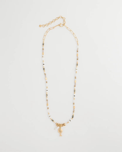 Chico's Latest - Coral Jade Stone Charm Necklace Neutral