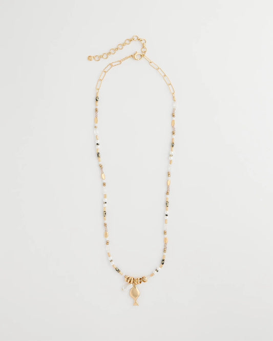 Chico's Latest - Coral Jade Stone Charm Necklace Neutral