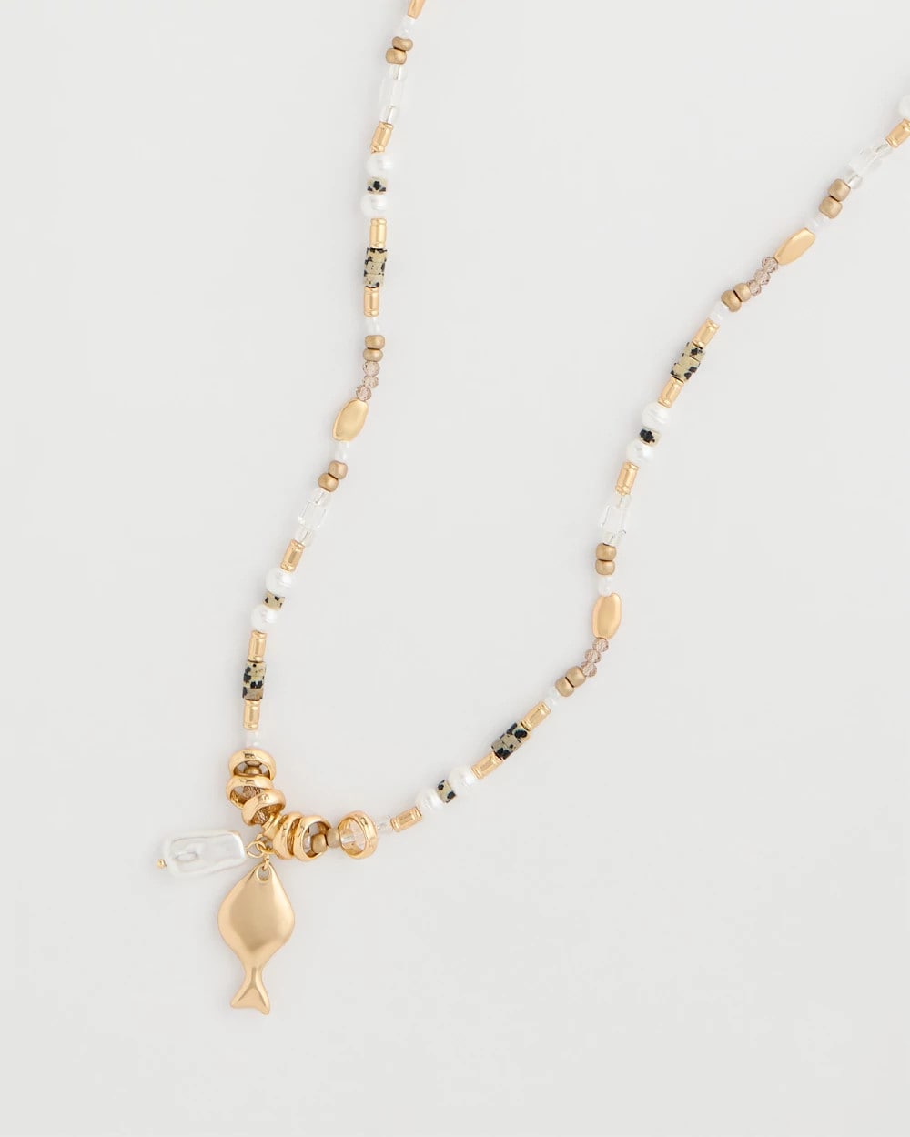 Chico's Latest - Coral Jade Stone Charm Necklace Neutral