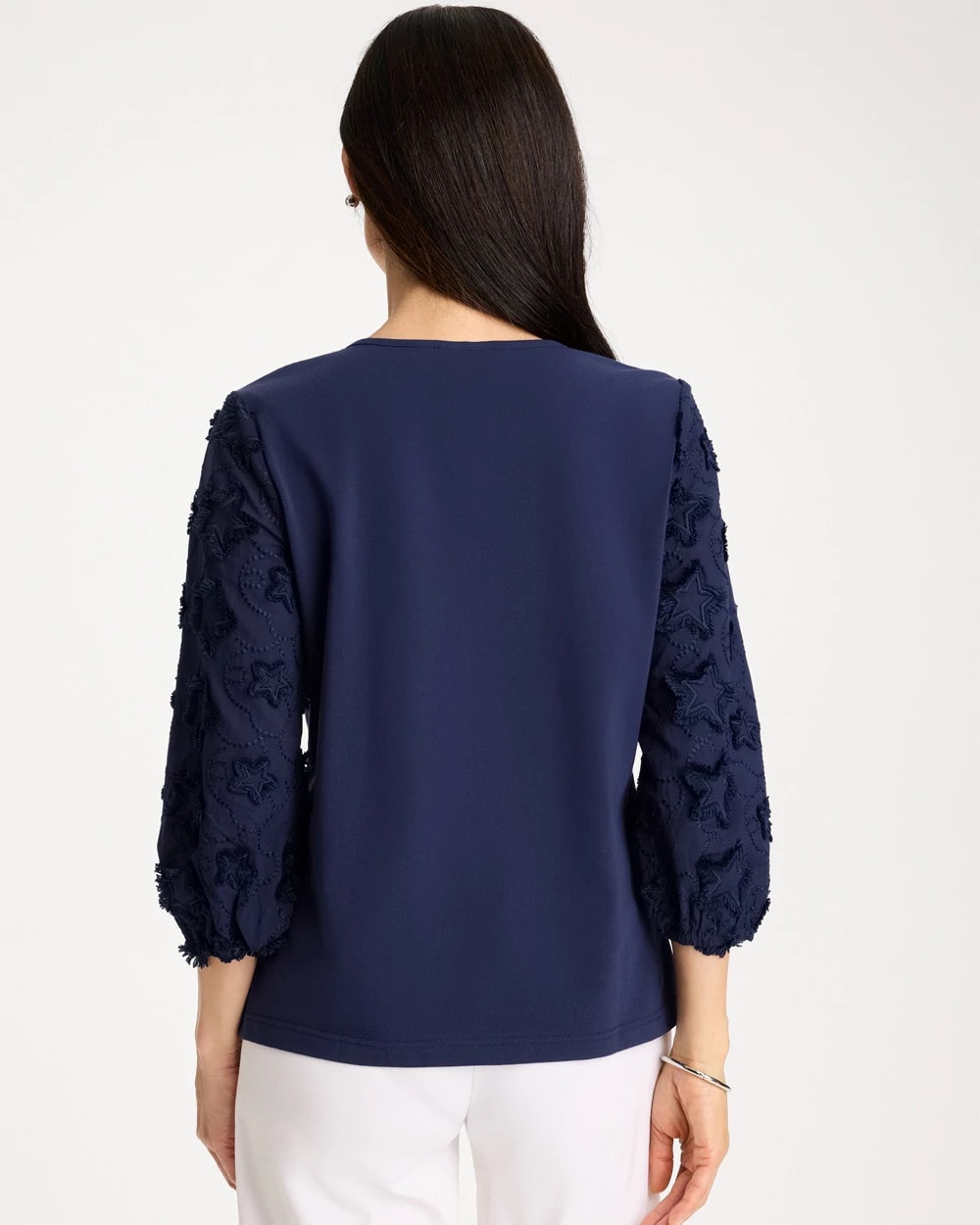 Chico's Sale - Star Cutout 3/4 Sleeved Tee Passport Blue