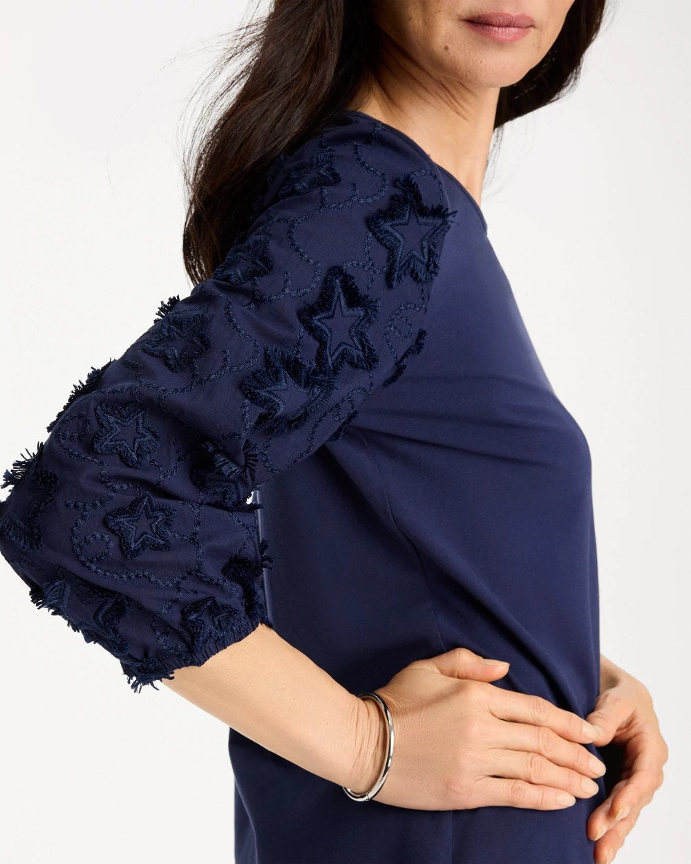 Chico's Sale - Star Cutout 3/4 Sleeved Tee Passport Blue