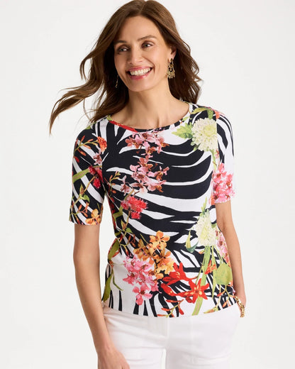Chico's Quality - Pima Cotton Elbow-Sleeve Tee Black