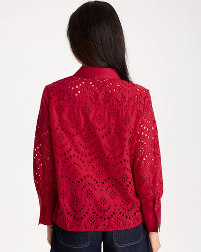 Chico's Value - Eyelet Collared Shirt Cherry Lush