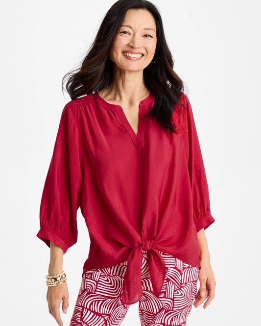 Chico's Exclusive - Tie-Front Top Cherry Lush