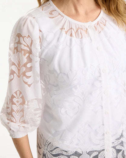 Chico's Quality - Lace Burnout Blouse Alabaster
