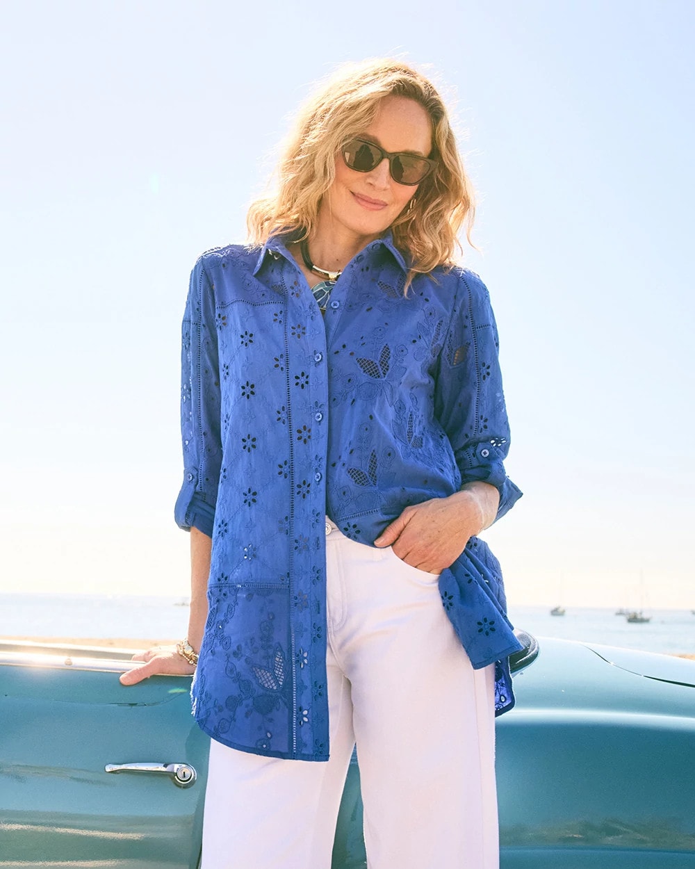 Chico's Hot Sale - Embroidered Trapunto-Trim Tunic Amparo Blue