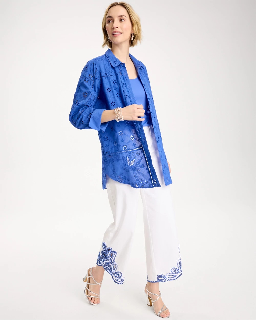 Chico's Hot Sale - Embroidered Trapunto-Trim Tunic Amparo Blue