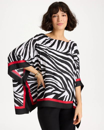 Chico's Trending - Woven Animal Print Poncho Black