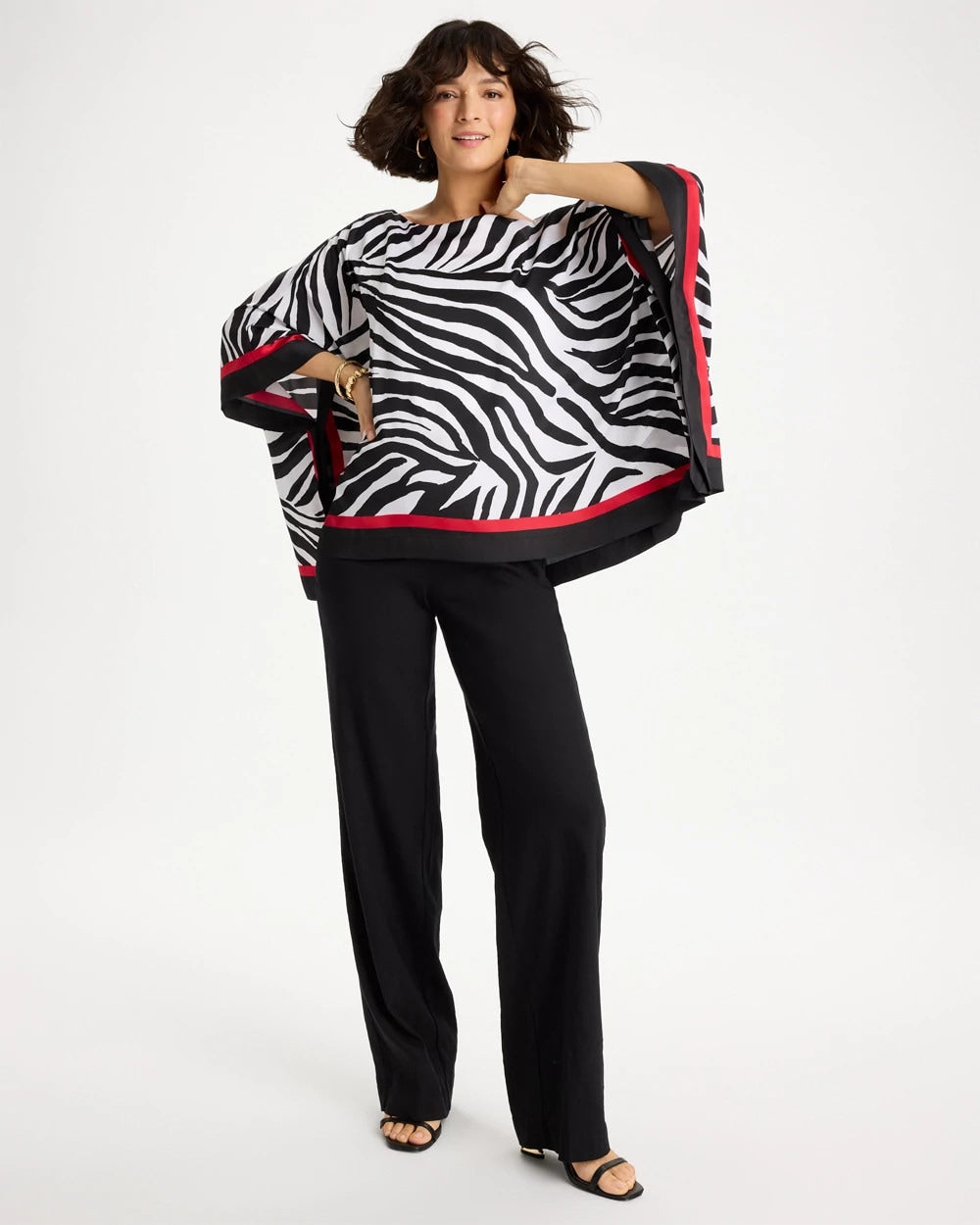 Chico's Trending - Woven Animal Print Poncho Black