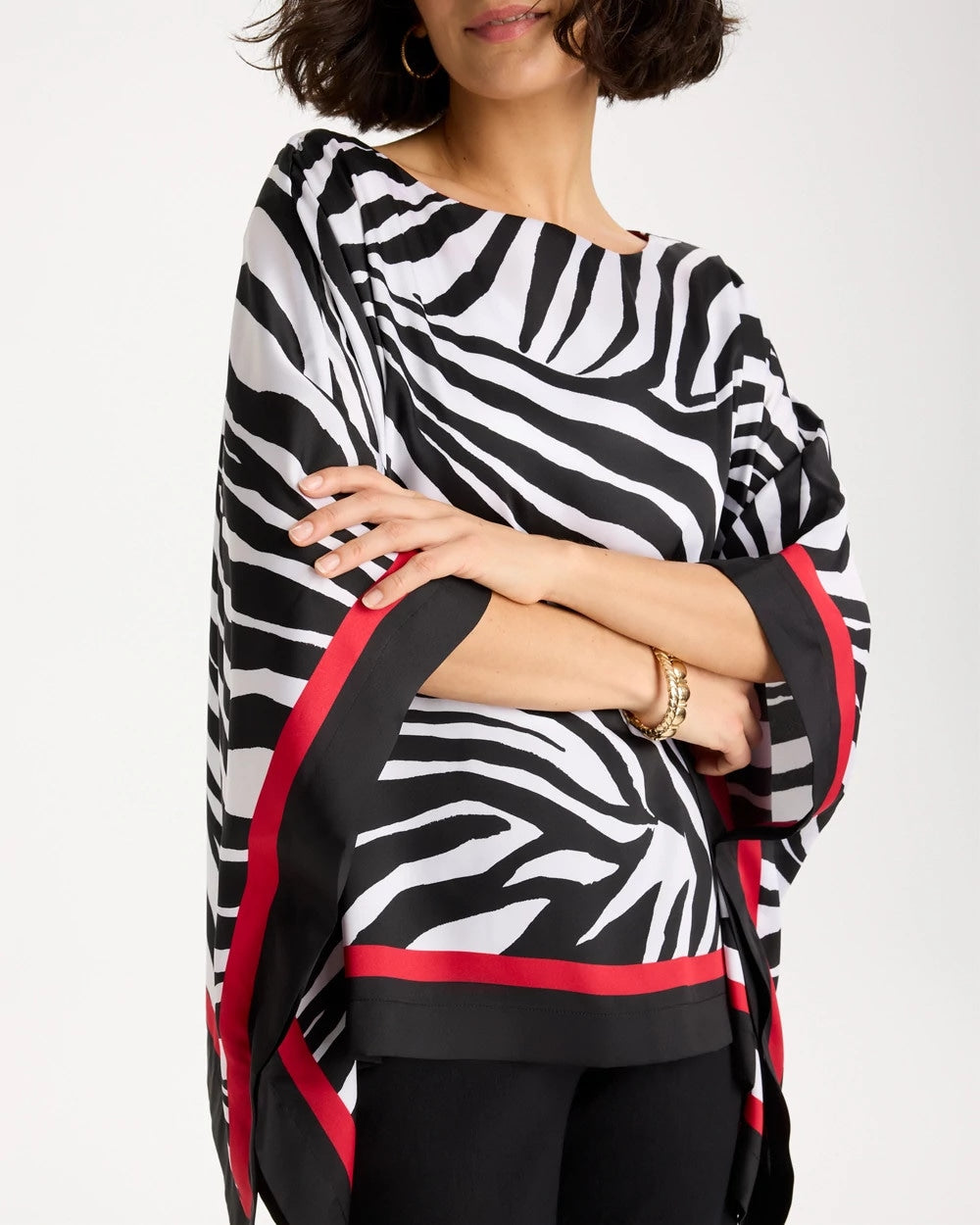 Chico's Trending - Woven Animal Print Poncho Black